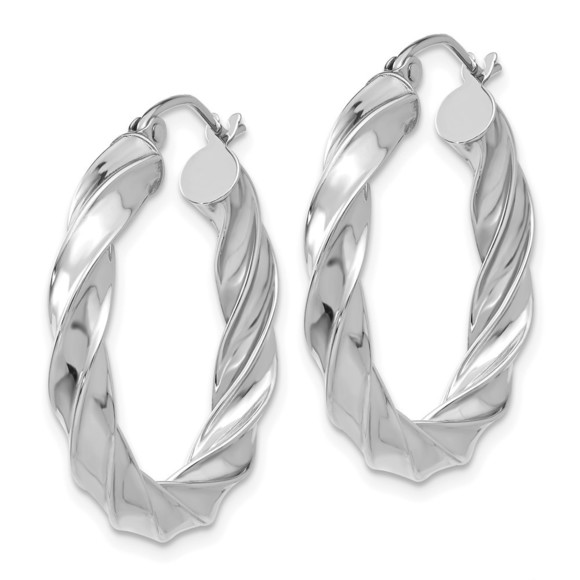14k White Gold Light Twisted Hoop Earrings - Picture 4 of 4
